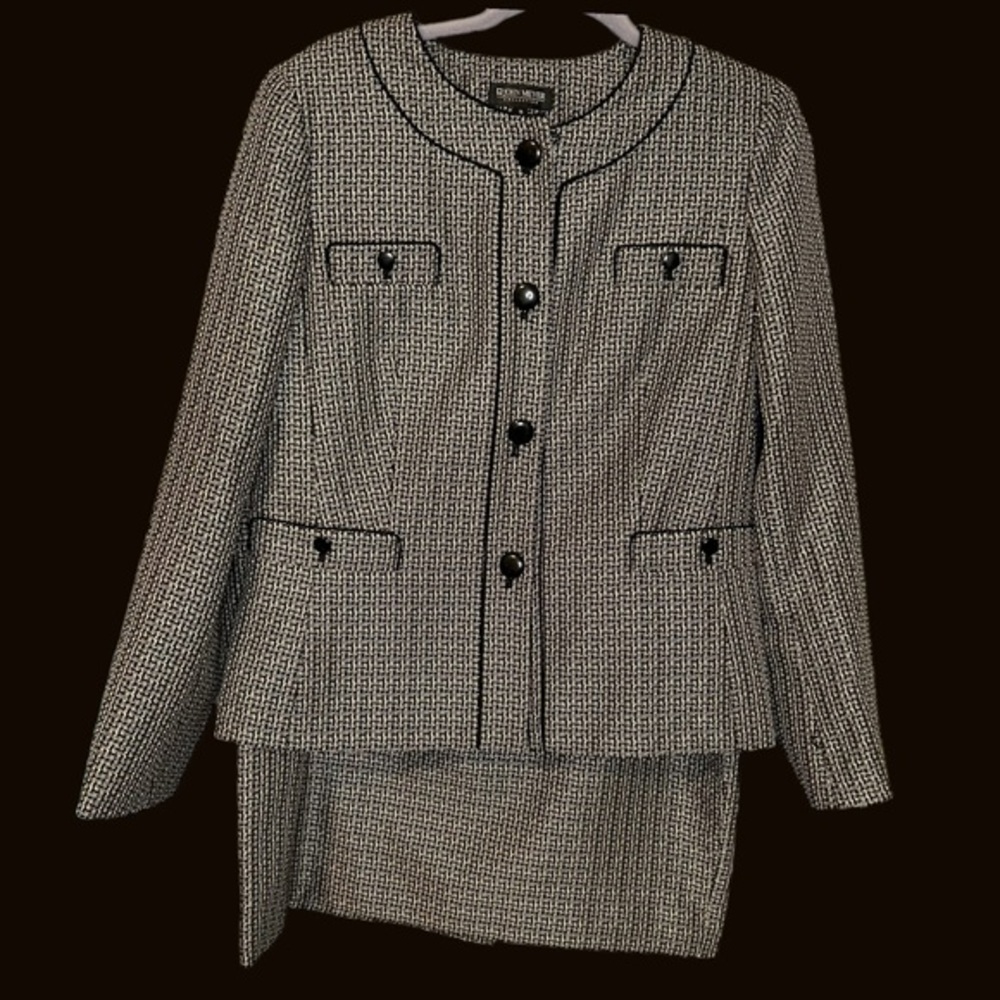 John Meyer Black & White Tweed Skirt Set Size 10‎